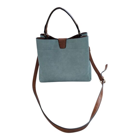 Jen & Co Tati Vegan Leather Satchel Light Teal Medium Top Handle Adjustable - Picture 8 of 12